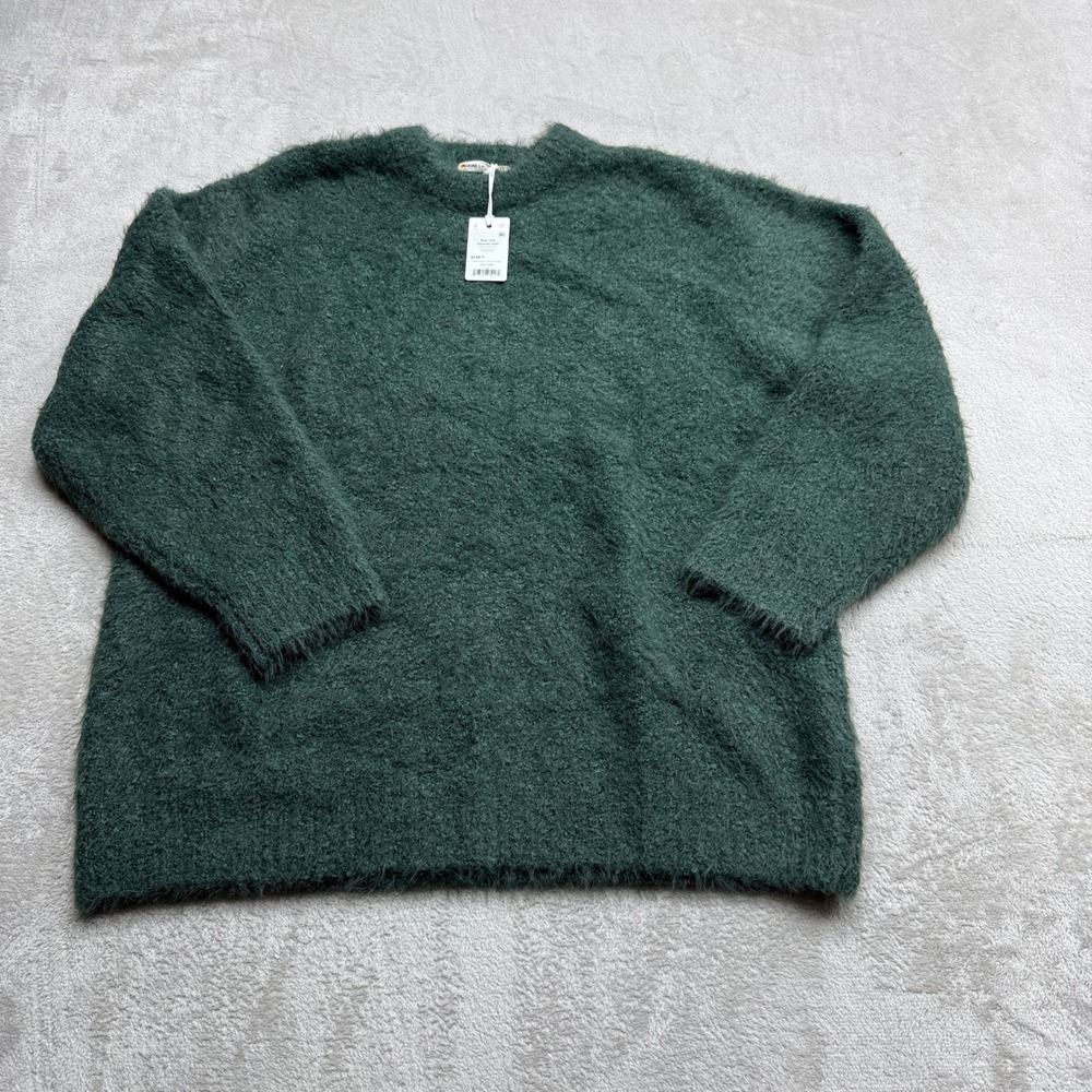 Marine Layer Teddy Eyelash Crewneck Sweater Womens Large Green Gables Fuzzy Wool - Picture 1 of 8